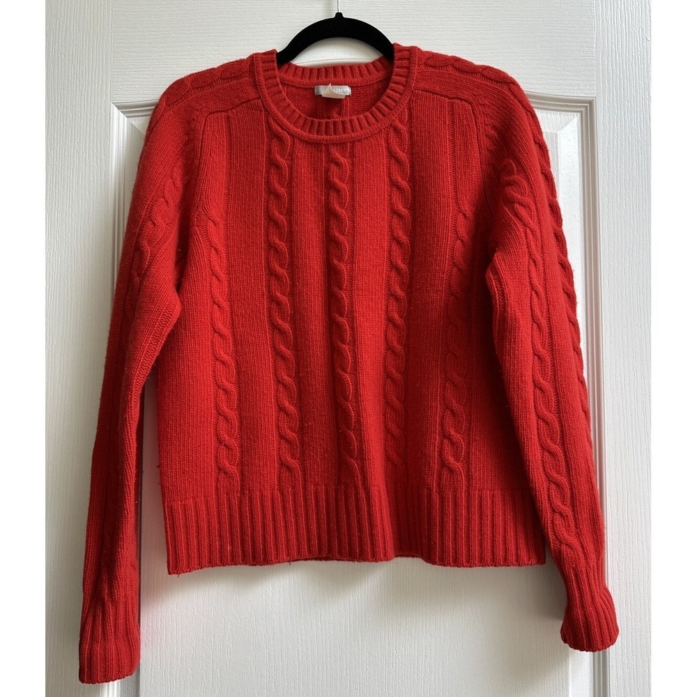J Crew 100 LambWool Sweater Cable Knit Sz M